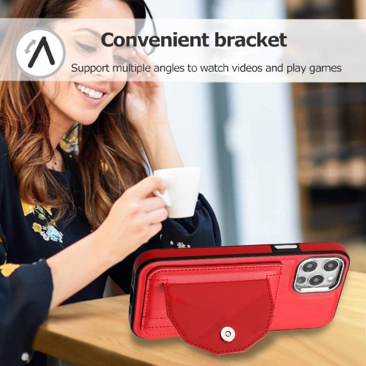 For iPhone 12 / 12 Pro Shockproof Leather Phone Case with Card Holder(Red) - free shipping - PMC TechLife - Order now!