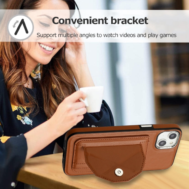 For iPhone 15 Plus Shockproof Leather Phone Case with Card Holder(Brown) - free shipping - PMC TechLife - Order now!