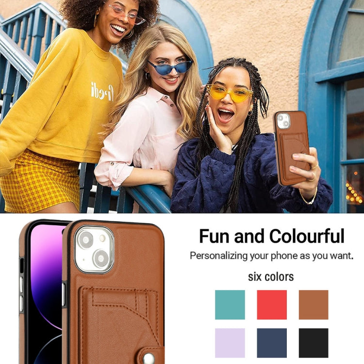 For iPhone 15 Plus Shockproof Leather Phone Case with Card Holder(Brown) - free shipping - PMC TechLife - Order now!