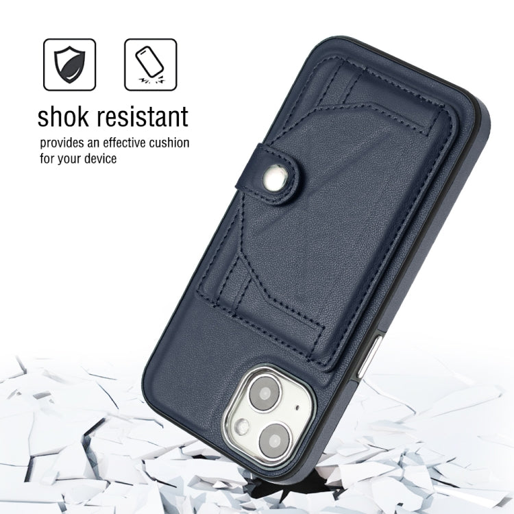 For iPhone 15 Shockproof Leather Phone Case with Card Holder(Blue) - free shipping - PMC TechLife - Order now!