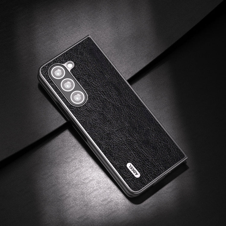 For Samsung Galaxy Z Fold5 ABEEL Retro Litchi Texture PU Phone Case(Black) - free shipping - PMC TechLife - Order now!