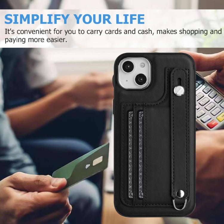For iPhone 14 Shockproof Leather Phone Case with Wrist Strap(Black) - free shipping - PMC TechLife - Order now!