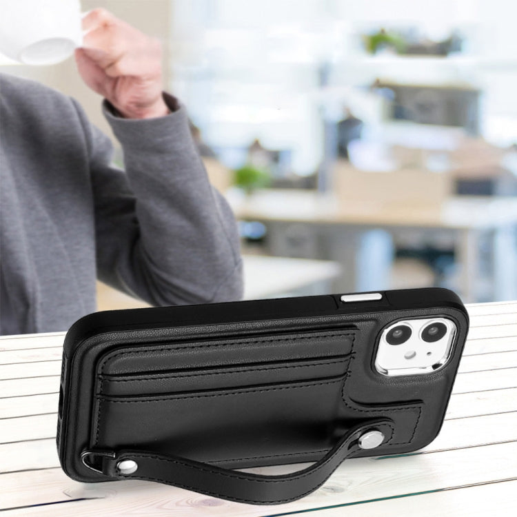 For iPhone 11 Shockproof Leather Phone Case with Wrist Strap(Black) - free shipping - PMC TechLife - Order now!