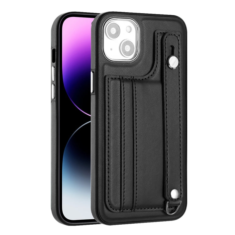 For iPhone 15 Shockproof Leather Phone Case with Wrist Strap(Black) - free shipping - PMC TechLife - Order now!