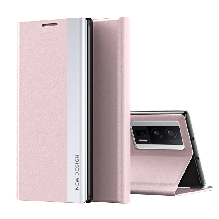 For Xiaomi Poco F5 Pro Side Side Electroplated Magnetic Leather Phone Case(Pink) - free shipping - PMC TechLife - Order now!