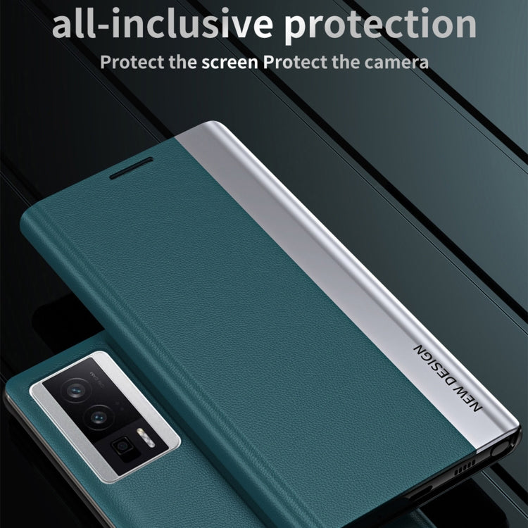 For Xiaomi Poco F5 Pro Side Side Electroplated Magnetic Leather Phone Case(Light Blue) - Xiaomi Cases by PMC Jewellery | Online Shopping South Africa | PMC Jewellery