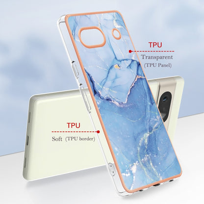 For Google Pixel 7a Electroplating Marble Dual-side IMD Phone Case(Blue 018) - Google Cases by PMC Jewellery | Online Shopping South Africa | PMC Jewellery