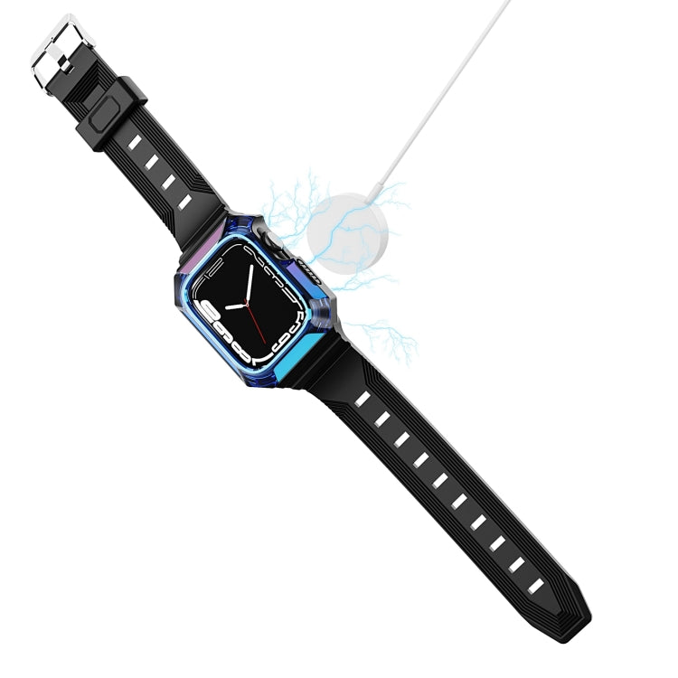 Armor Case Integrated TPU Watch Band For Apple Watch 7 45mm(Blue) - Watch Bands by PMC TechLife | Online Shopping South Africa | PMC TechLife