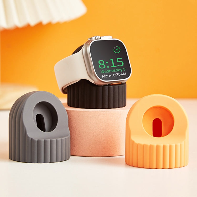 For Apple Watch Wave Pattern Silicone Watch Charging Stand(Orange) - Charger / Holder by PMC Jewellery | Online Shopping South Africa | PMC Jewellery