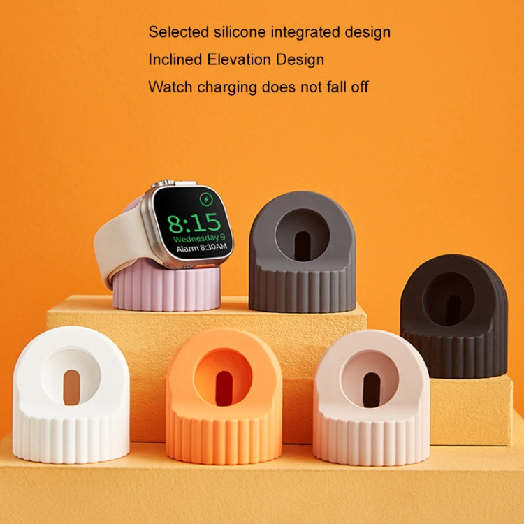 For Apple Watch Wave Pattern Silicone Watch Charging Stand(Orange) - Charger / Holder by PMC Jewellery | Online Shopping South Africa | PMC Jewellery