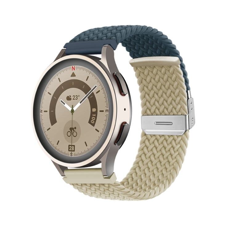 22mm Buckle Braided Nylon Watch Band(Dark Blue Beige) - 22mm Bands by PMC TechLife | Online Shopping South Africa | PMC TechLife