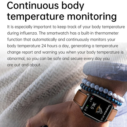 TK12 1.96 inch IP67 Waterproof Leather Band Smart Watch Supports ECG / Remote Families Care / Bluetooth Call / Body Temperature Monitoring(Black) - Smart Watches by PMC Jewellery | Online Shopping South Africa | PMC Jewellery