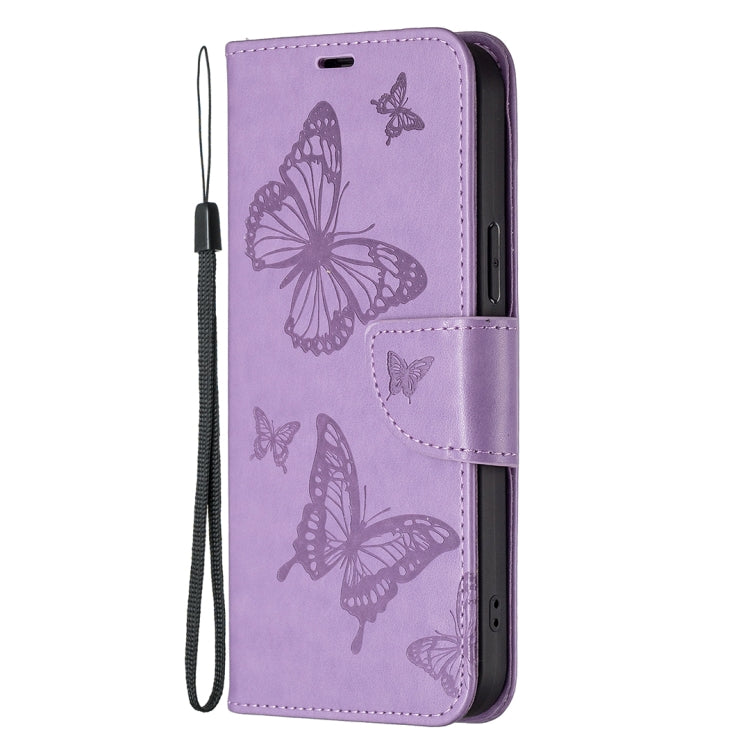 For Xiaomi Redmi Note 12S 4G / Note 11 Two Butterflies Embossing Leather Phone Case(Purple) - Xiaomi Cases by PMC Jewellery | Online Shopping South Africa | PMC Jewellery