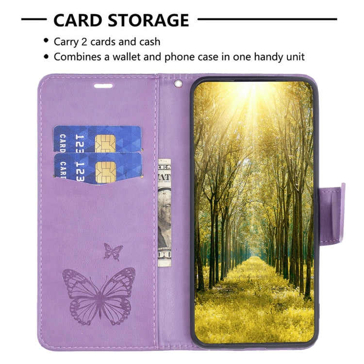 For Xiaomi Redmi Note 12S 4G / Note 11 Two Butterflies Embossing Leather Phone Case(Purple) - Xiaomi Cases by PMC Jewellery | Online Shopping South Africa | PMC Jewellery