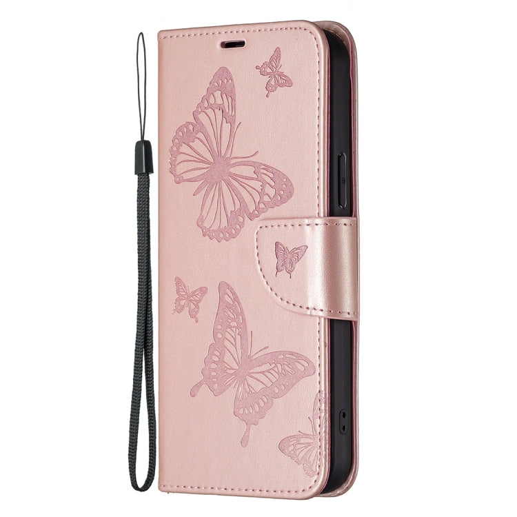 For Xiaomi Redmi Note 12S 4G / Note 11 Two Butterflies Embossing Leather Phone Case(Rose Gold) - Xiaomi Cases by PMC Jewellery | Online Shopping South Africa | PMC Jewellery