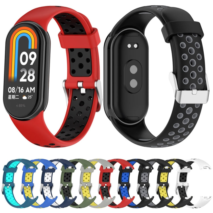 For Xiaomi Mi Band 8 Two-color Steel Plug Silicone Watch Band(Black Grey) - Watch Bands by PMC Jewellery | Online Shopping South Africa | PMC Jewellery