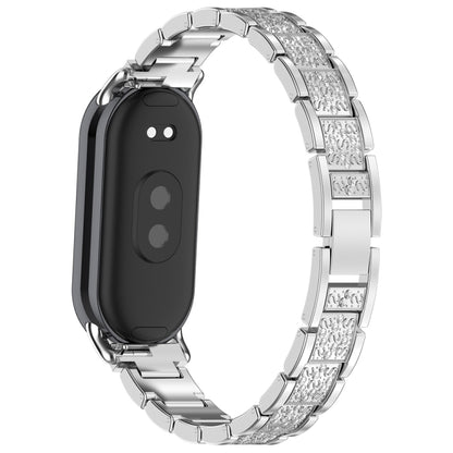 For Xiaomi Mi Band 8 Three-beads Full Diamond Metal Watch Band(Silver) - Watch Bands by PMC Jewellery | Online Shopping South Africa | PMC Jewellery