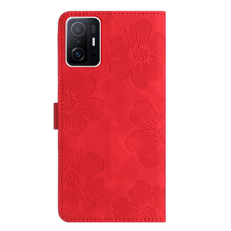 For Xiaomi 11T / 11T Pro Flower Embossing Pattern Leather Phone Case(Red) - Xiaomi Cases by PMC Jewellery | Online Shopping South Africa | PMC Jewellery