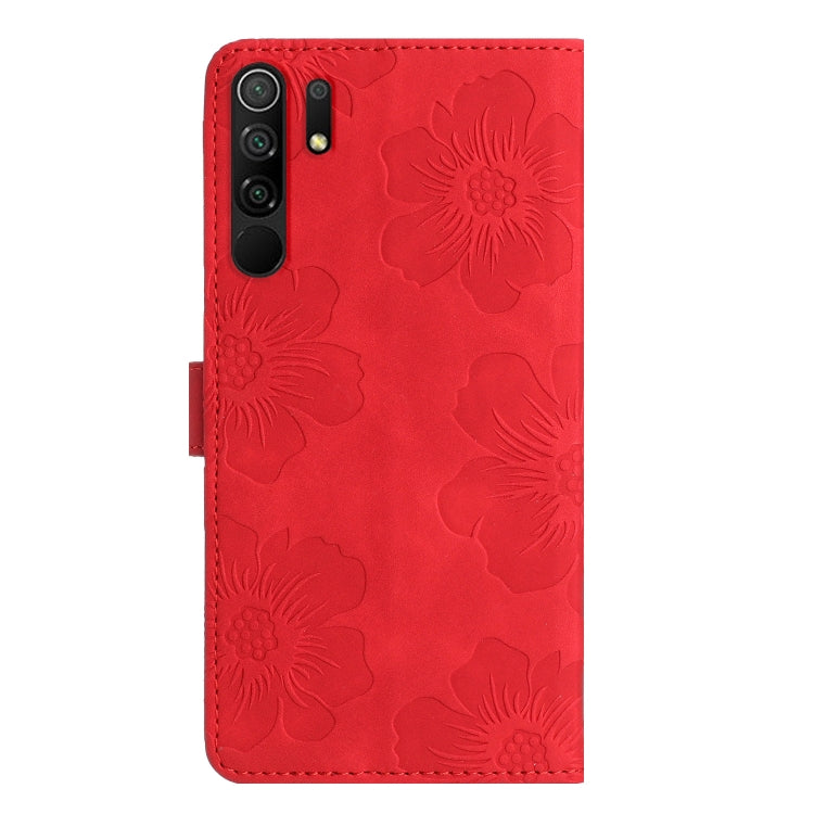 For Xiaomi Redmi 9 Flower Embossing Pattern Leather Phone Case(Red) - Xiaomi Cases by PMC Jewellery | Online Shopping South Africa | PMC Jewellery