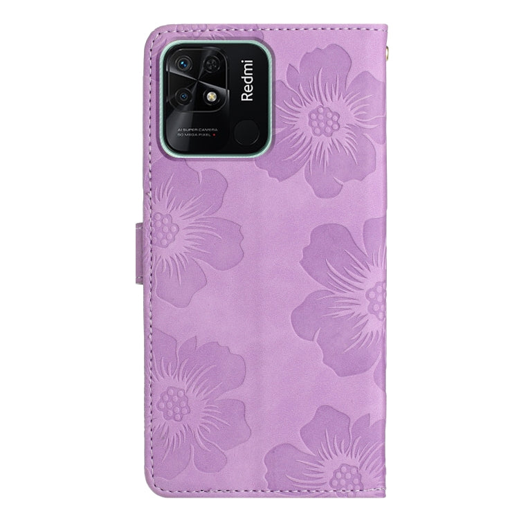 For Xiaomi Redmi 10C Flower Embossing Pattern Leather Phone Case(Purple) - free shipping - PMC TechLife - Order now!