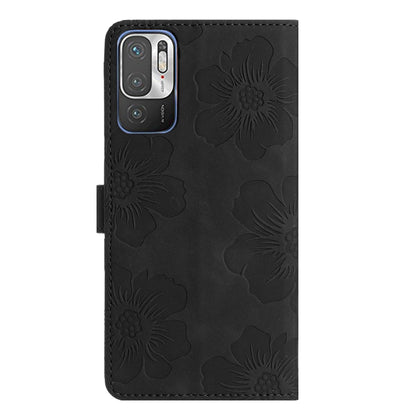 For Xiaomi Redmi Note 10 5G Flower Embossing Pattern Leather Phone Case(Black) - Xiaomi Cases by PMC Jewellery | Online Shopping South Africa | PMC Jewellery