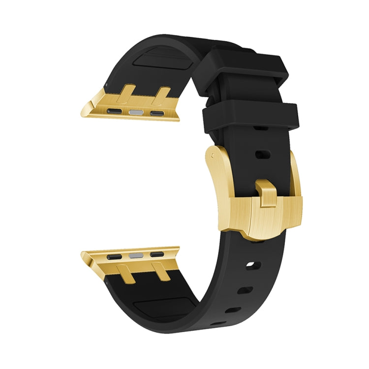 AP Silicone Watch Band For Apple Watch 8 41mm(Gold Black) - Watch Bands by PMC TechLife | Online Shopping South Africa | PMC TechLife