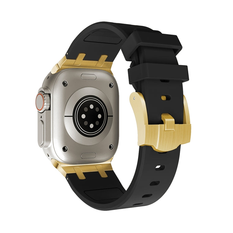 AP Silicone Watch Band For Apple Watch 8 45mm(Gold Black) - Watch Bands by PMC TechLife | Online Shopping South Africa | PMC TechLife