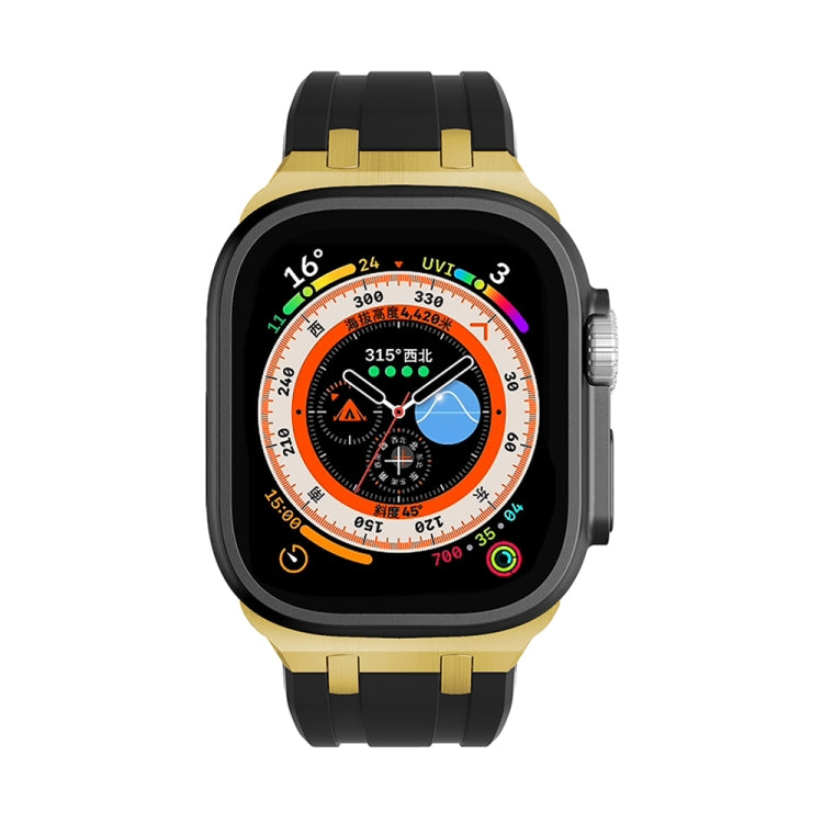 AP Silicone Watch Band For Apple Watch 7 41mm(Gold Black) - Watch Bands by PMC TechLife | Online Shopping South Africa | PMC TechLife