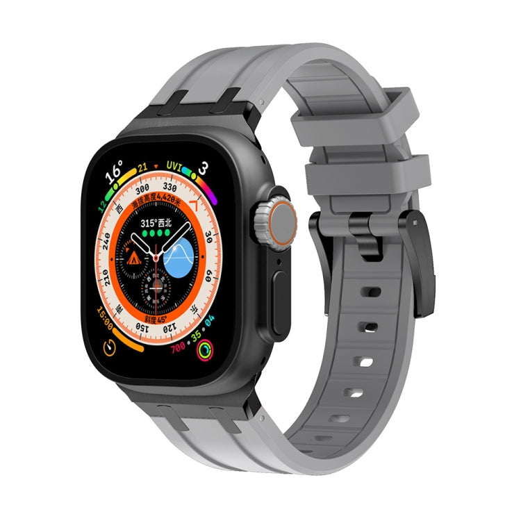 AP Silicone Watch Band For Apple Watch 7 41mm(Black Grey) - Watch Bands by PMC TechLife | Online Shopping South Africa | PMC TechLife