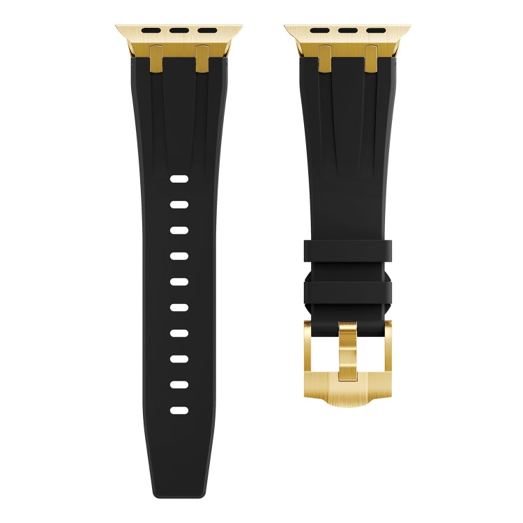 AP Silicone Watch Band For Apple Watch 7 45mm(Gold Black) - Watch Bands by PMC TechLife | Online Shopping South Africa | PMC TechLife