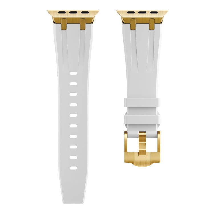 AP Silicone Watch Band For Apple Watch 7 45mm(Gold White) - Watch Bands by PMC Jewellery | Online Shopping South Africa | PMC Jewellery