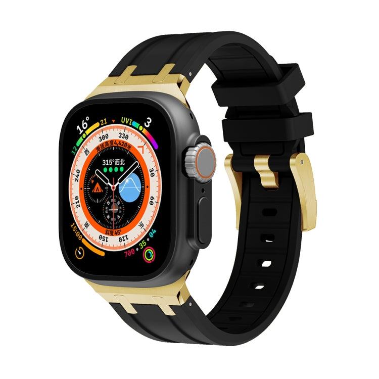 AP Silicone Watch Band For Apple Watch SE 40mm(Gold Black) - Watch Bands by PMC TechLife | Online Shopping South Africa | PMC TechLife