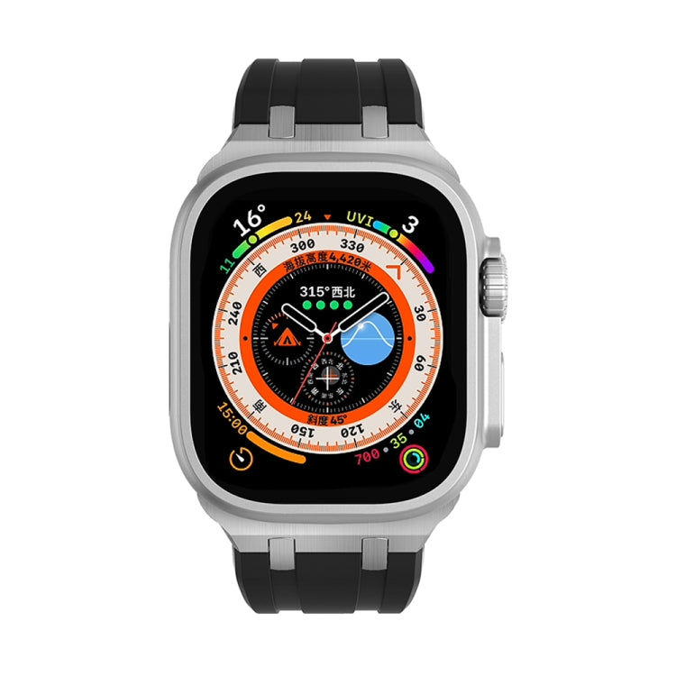 AP Silicone Watch Band For Apple Watch SE 44mm(Silver Black) - Watch Bands by PMC TechLife | Online Shopping South Africa | PMC TechLife