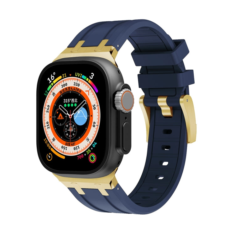 AP Silicone Watch Band For Apple Watch 4 44mm(Gold Blue) - Watch Bands by PMC TechLife | Online Shopping South Africa | PMC TechLife