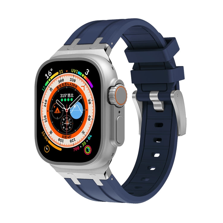 AP Silicone Watch Band For Apple Watch 4 44mm(Silver Blue) - Watch Bands by PMC TechLife | Online Shopping South Africa | PMC TechLife