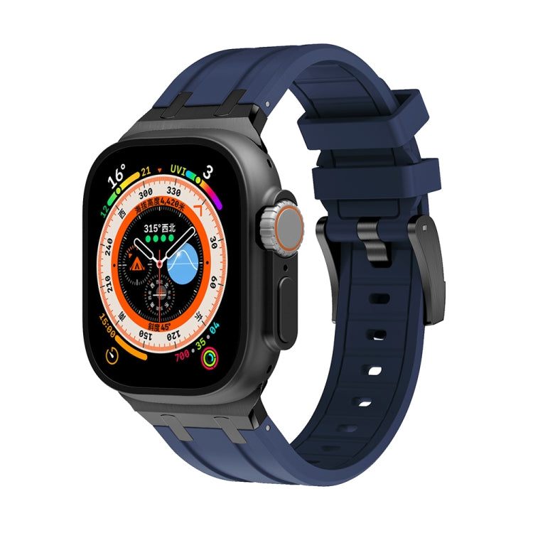 AP Silicone Watch Band For Apple Watch 3 38mm(Black Blue) - Watch Bands by PMC TechLife | Online Shopping South Africa | PMC TechLife