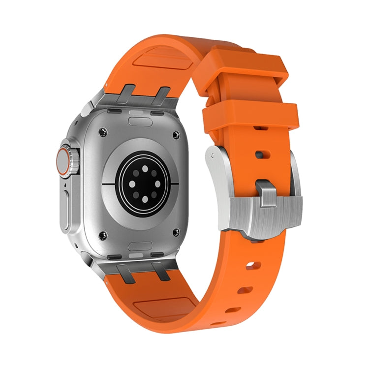 AP Silicone Watch Band For Apple Watch 3 38mm(Silver Orange) - Watch Bands by PMC TechLife | Online Shopping South Africa | PMC TechLife