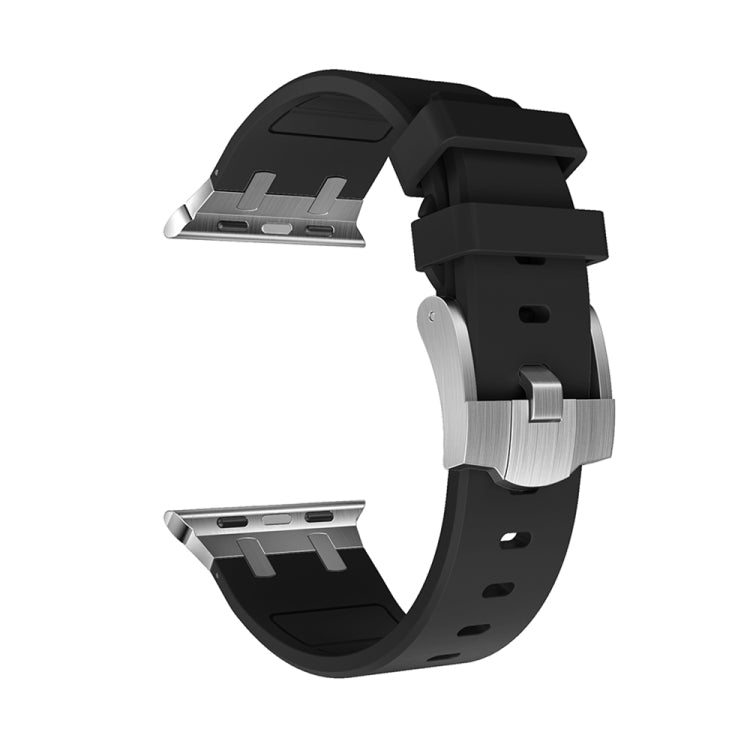 AP Silicone Watch Band For Apple Watch 3 42mm(Silver Black) - Watch Bands by PMC TechLife | Online Shopping South Africa | PMC TechLife