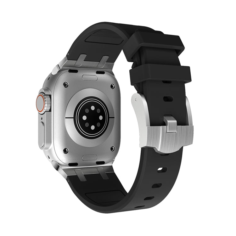 AP Silicone Watch Band For Apple Watch 3 42mm(Silver Black) - Watch Bands by PMC TechLife | Online Shopping South Africa | PMC TechLife