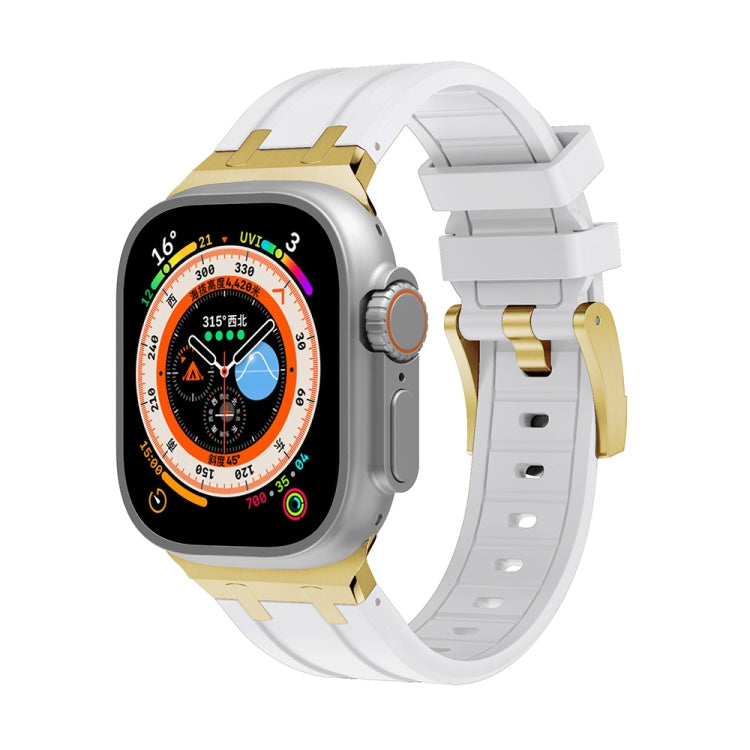 AP Silicone Watch Band For Apple Watch 3 42mm(Gold White) - Watch Bands by PMC TechLife | Online Shopping South Africa | PMC TechLife