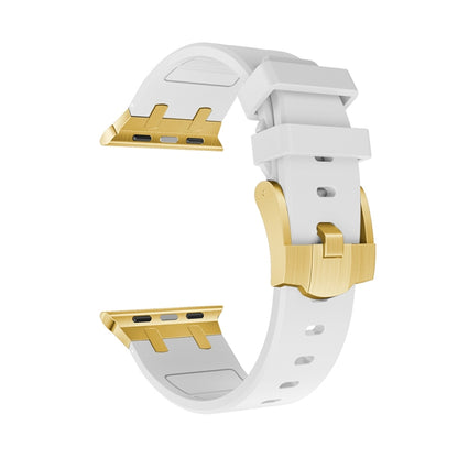 AP Silicone Watch Band For Apple Watch 38mm(Gold White) - Watch Bands by PMC Jewellery | Online Shopping South Africa | PMC Jewellery