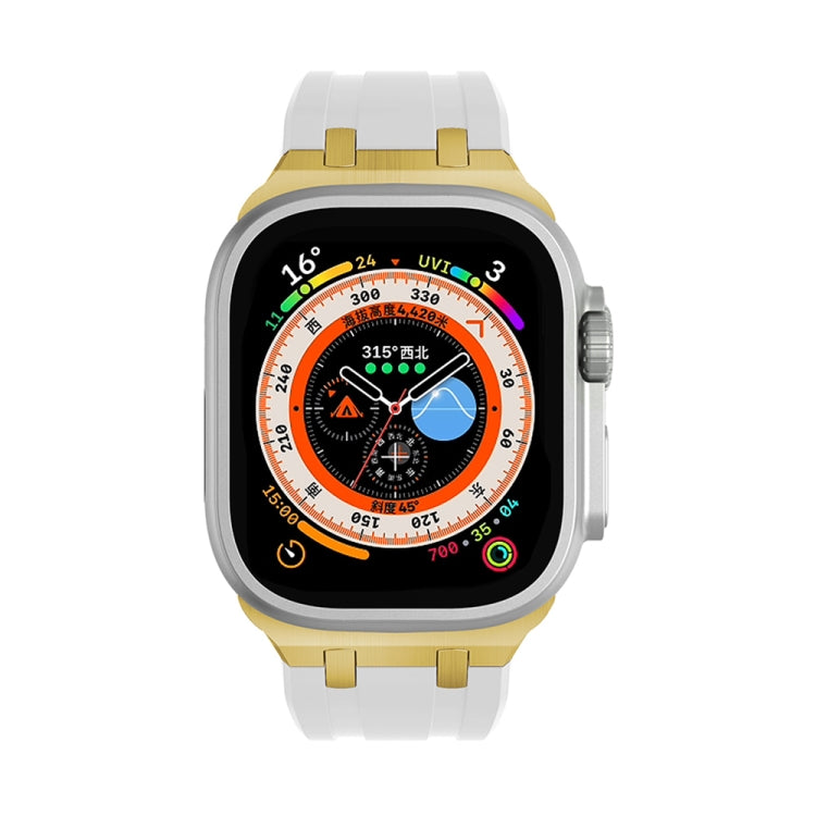 AP Silicone Watch Band For Apple Watch 42mm(Gold White) - Watch Bands by PMC TechLife | Online Shopping South Africa | PMC TechLife