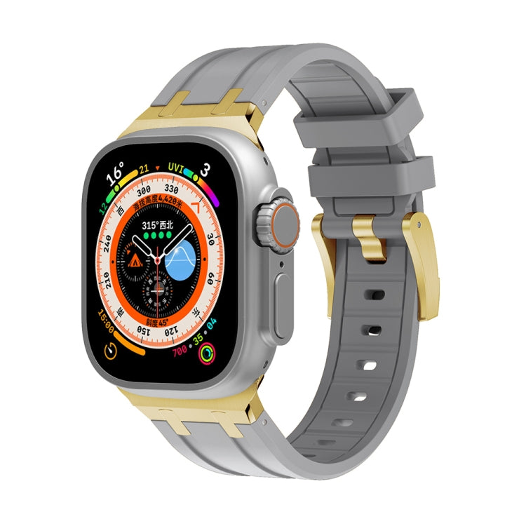 AP Silicone Watch Band For Apple Watch 9 41mm(Gold Grey) - Watch Bands by PMC TechLife | Online Shopping South Africa | PMC TechLife