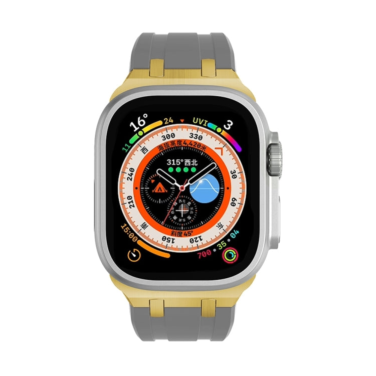 AP Silicone Watch Band For Apple Watch 9 41mm(Gold Grey) - Watch Bands by PMC TechLife | Online Shopping South Africa | PMC TechLife