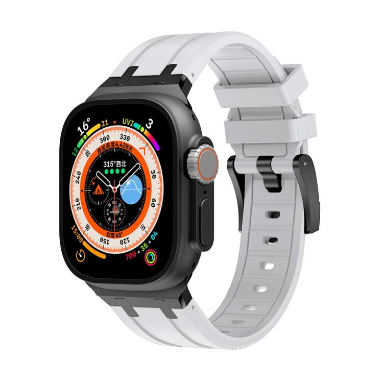 AP Silicone Watch Band For Apple Watch 9 41mm(Black White) - Watch Bands by PMC TechLife | Online Shopping South Africa | PMC TechLife