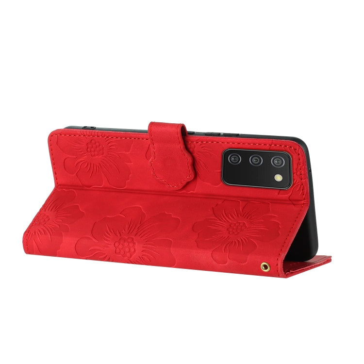 For Samsung Galaxy A02s / F02s 164 Flower Embossing Pattern Leather Phone Case(Red) - free shipping - PMC TechLife - Order now!