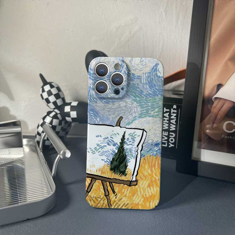 For iPhone 13 mini Precise Hole Oil Painting Pattern PC Phone Case(Landscape Painting) - free shipping - PMC TechLife - Order now!