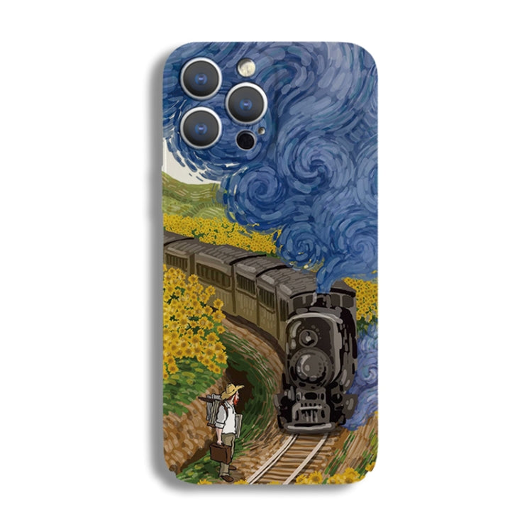 For iPhone 13 Precise Hole Oil Painting Pattern PC Phone Case(Train) - iPhone 13 Cases by PMC TechLife | Online Shopping South Africa | PMC TechLife