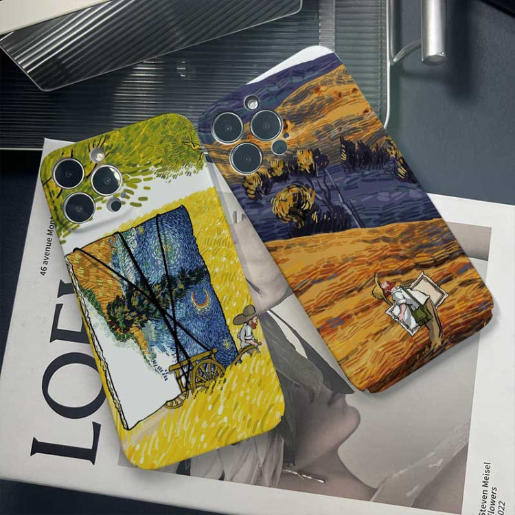 For iPhone 12 mini Precise Hole Oil Painting Pattern PC Phone Case(Handcart) - iPhone 12 mini Cases by PMC Jewellery | Online Shopping South Africa | PMC Jewellery