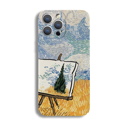 For iPhone 12 mini Precise Hole Oil Painting Pattern PC Phone Case(Landscape Painting) - iPhone 12 mini Cases by PMC Jewellery | Online Shopping South Africa | PMC Jewellery